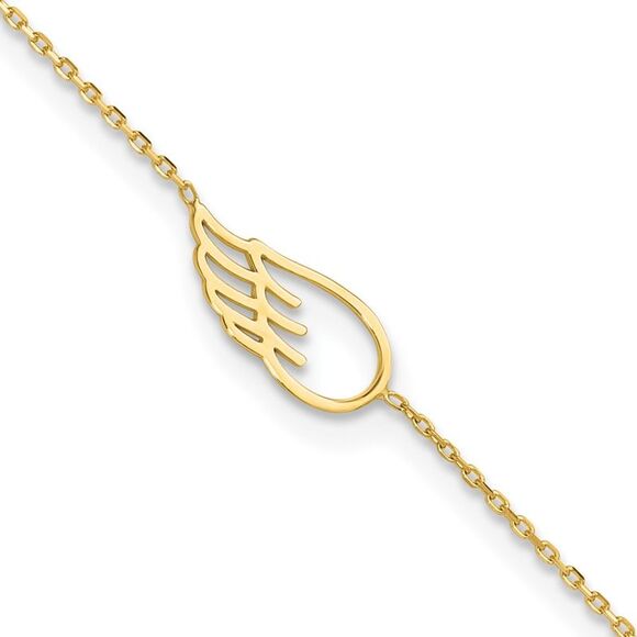 14k Yellow Gold Wing 10in Plus 1in ext. Anklet,All Products : American Fashion Style Bags On Sale